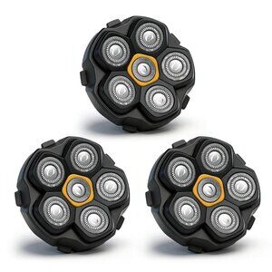 NEW Set of 3 Magnetic 6 Blade Replacement Bald Head Shaver Razor Electric Shave